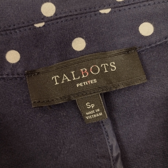 Talbots Navy Polka Dot Blazer Size SP - Picture 2 of 7
